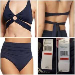 Carmen Marc Valvo Sz XS navy Halter Cut Out 2 piece Bikini set